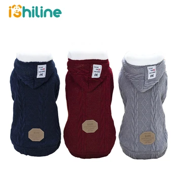 

Autumn Winter Pet Dog Clothes Warm Knitting Acrylic Dog Coat Jackets Sport Style Puppy Hooded Clothing For Small Medium Dogs