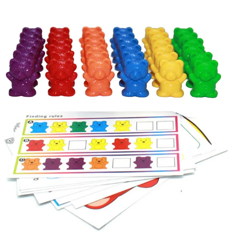 76 шт./компл. счетные медведи с учебные карты Монтессори Образовательные игрушки