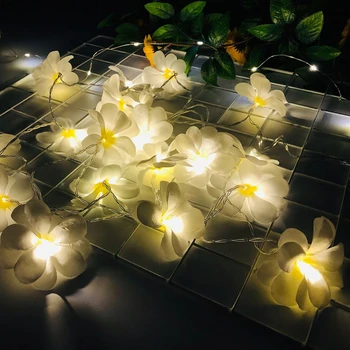 

3M 20 LED Frangipani String Lights Flower Garland Fairy Light String Plumeria Battery Powered Decorative Bedroom Christmas Party