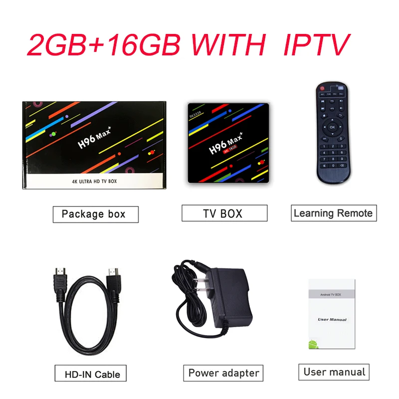 2GB 16GB n IPTV H96 MAX Plus Android 9,0 Смарт ТВ Декодер каналов кабельного телевидения 5 V/2A 4K H.265 WI-FI Youtube Neflix WI-FI Bluetooth Смарт медиаплеера tv box rk3328 - Цвет: 2GB 16GB n IPTV