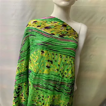 

African silk Burnt-out flannel velvet fabric perspective silk fabric for dress clothing silk velvet fabric silk cloth LXE042505