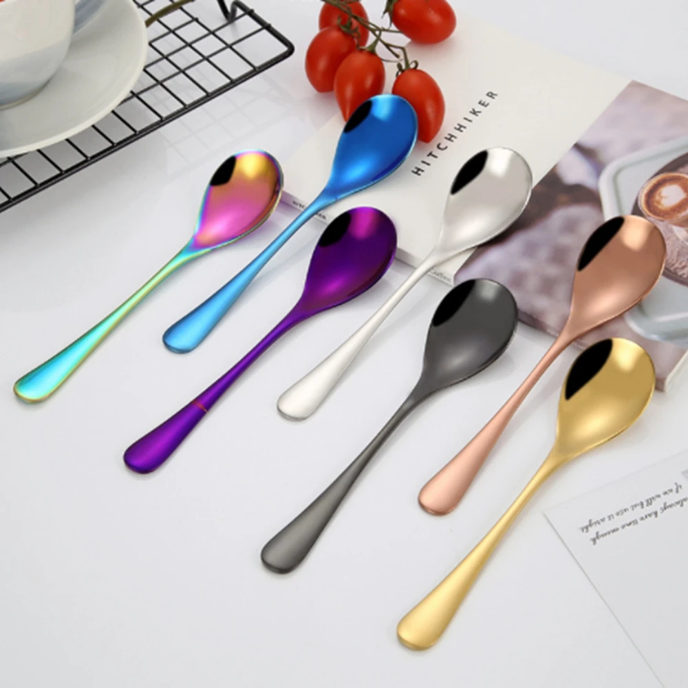 

New Stainless Steel Coffee Spoon Long Handle Milk Coffee Spoon Ice Cream Candy Teaspoon Drinking Tools