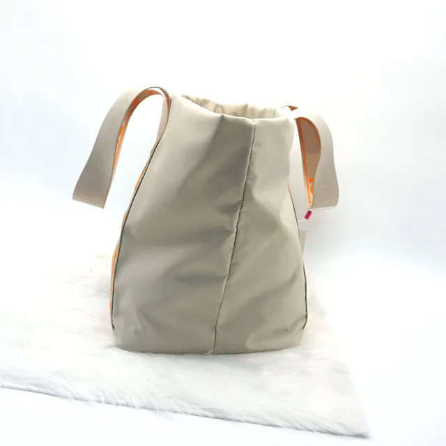 2022 New Ladies One Shoulder Tote Bag High Quality Fashion Ladies Eco-Friendly Tote Bag Large Capacity Shopping Bag Ins Trend Beige Orange