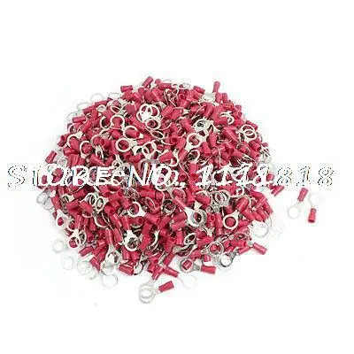 

RV1.25-8 Ring Tongue Type Pre Insulated Terminals Red 1000pcs for AWG 22-16