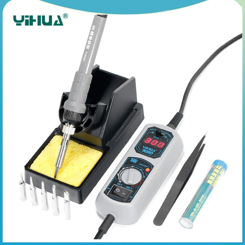 Оригинальный Электрический паяльник YIHUA 908D 220 В/110 В с регулируемой температурой +