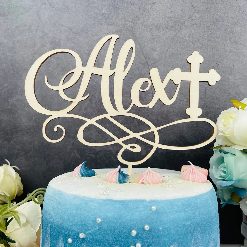 Персонализированный Топпер для торта с надписью God Bless крещения на заказ детский