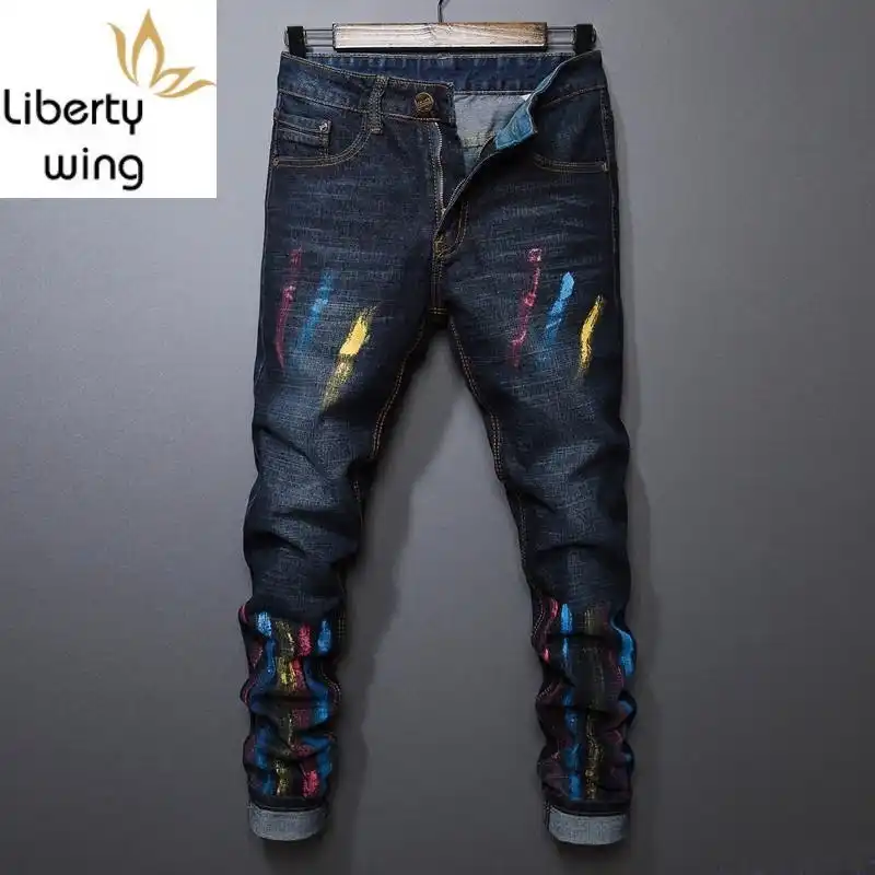 man jeans paint