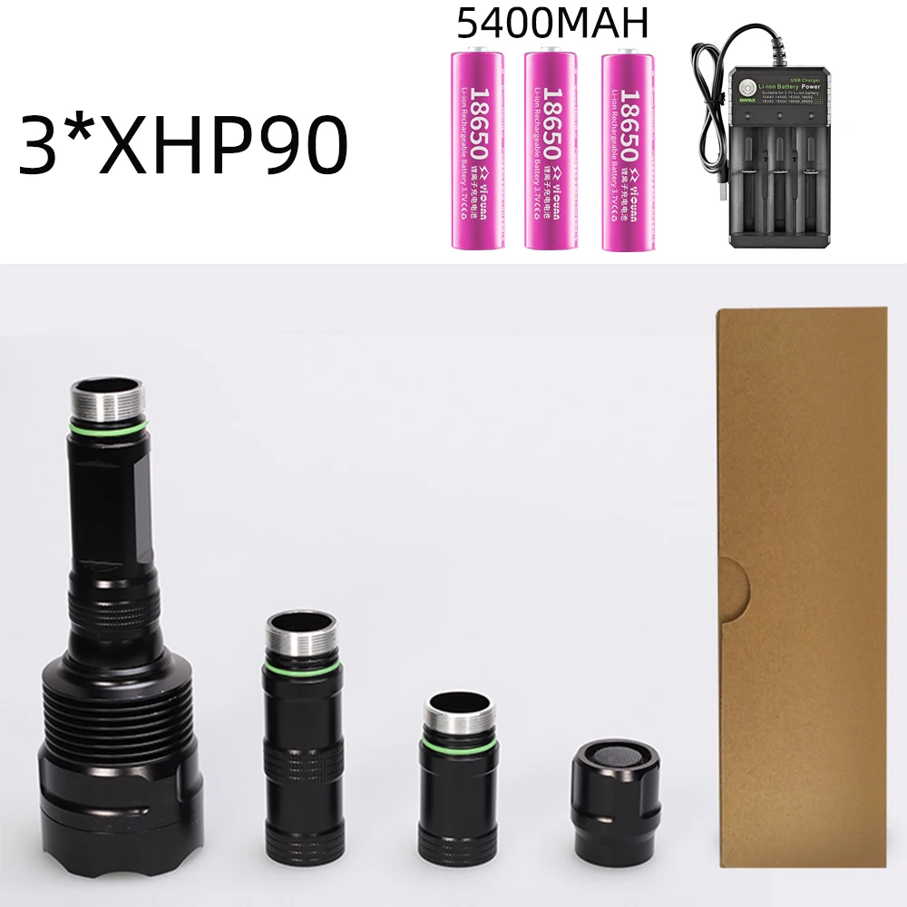 D 8000лм 3* XHP90 самый мощный светодиодный фонарь 3* XHP50 водонепроницаемый походный тактический фонарь 3*18650 аккумуляторные батареи - Испускаемый цвет: D