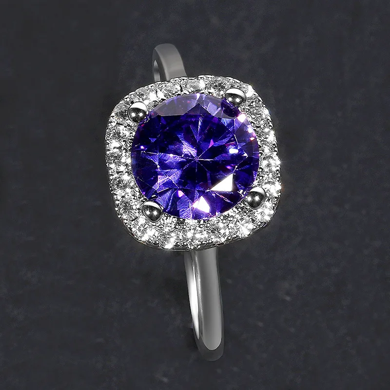Bague Ringen, классика, 8 мм, аметист, кольцо для женщин, квадратное серебро, 925, ювелирное изделие, драгоценные камни, Женский обручение, Подарок на годовщину в виде колец