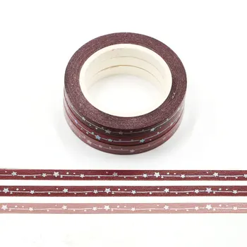 

1PC slim Foil Stars Design washi tape scrapbooking Photo Album Tools Kawaii Scrapbook Paper Stickers stationery masking tape