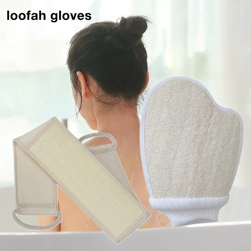 Loofah назад скруббер с Loofah перчатки Ванна Душ Мужчины Женщины Натуральная люфа материал мочалка-губка Глубокие чистые инструменты