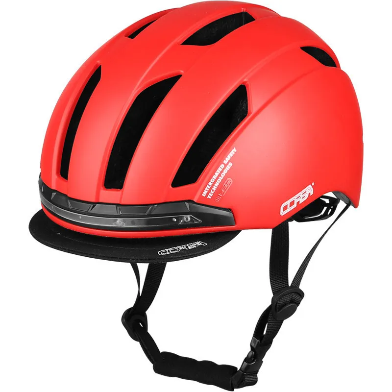 Велосипедный «умный» шлем PC+ EPS спортивный защитный шлем с интеллектуальными светодиодными лампами для детей велосипед Скутер катание Helmts 52-58 см - Цвет: Красный