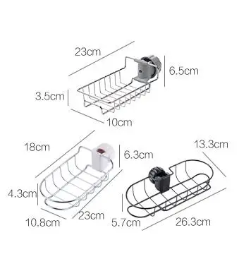Home Accessories Stainless Steel Kitchen Faucet Storage Hanging Punch Kitchen Drain Storage Rack Organizer pf082101