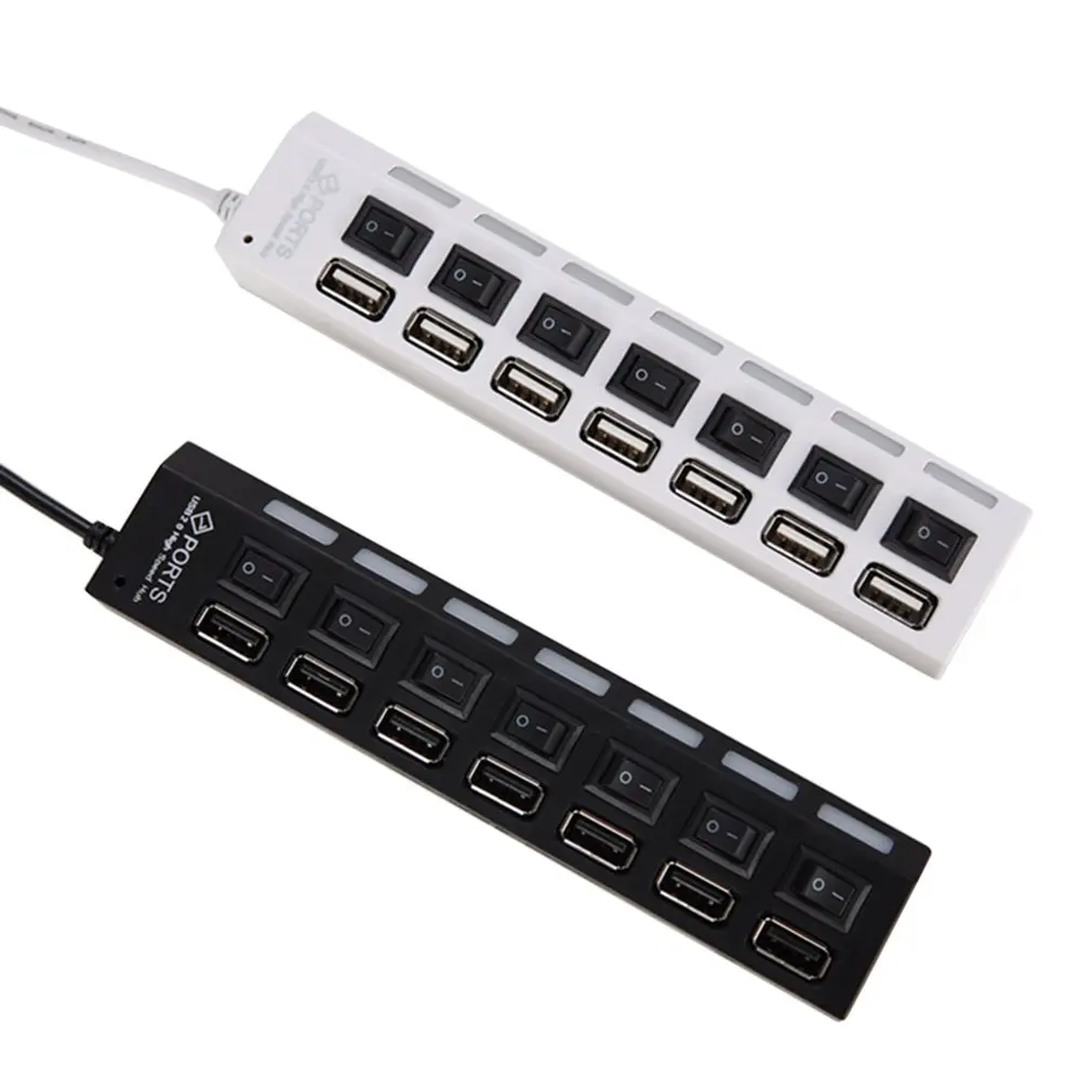 7 Порты USB 2,0 адаптер высокое Скорость многоинтерфейсный концентратор Мощность на включения/выключения независимый переключатель индикатор светильник семи-бит сплиттер