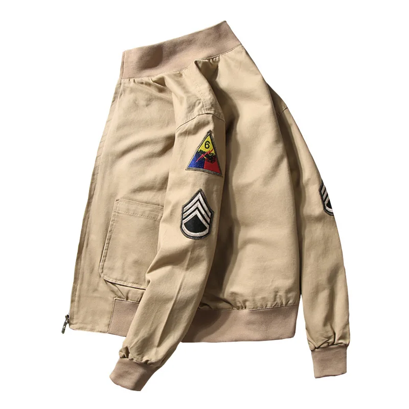2023 Brad Pitt Fury WW2 Military Tanker Bomber Jacket 100% Cotton Spring Autumn Windbreaker Coat for Men 2