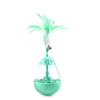 

HOT Cat Feather Toy and Cat Slow Food Ball and Auto-Rotating Sound Toy Cat Leaking Ball with Tumbler Toy Green