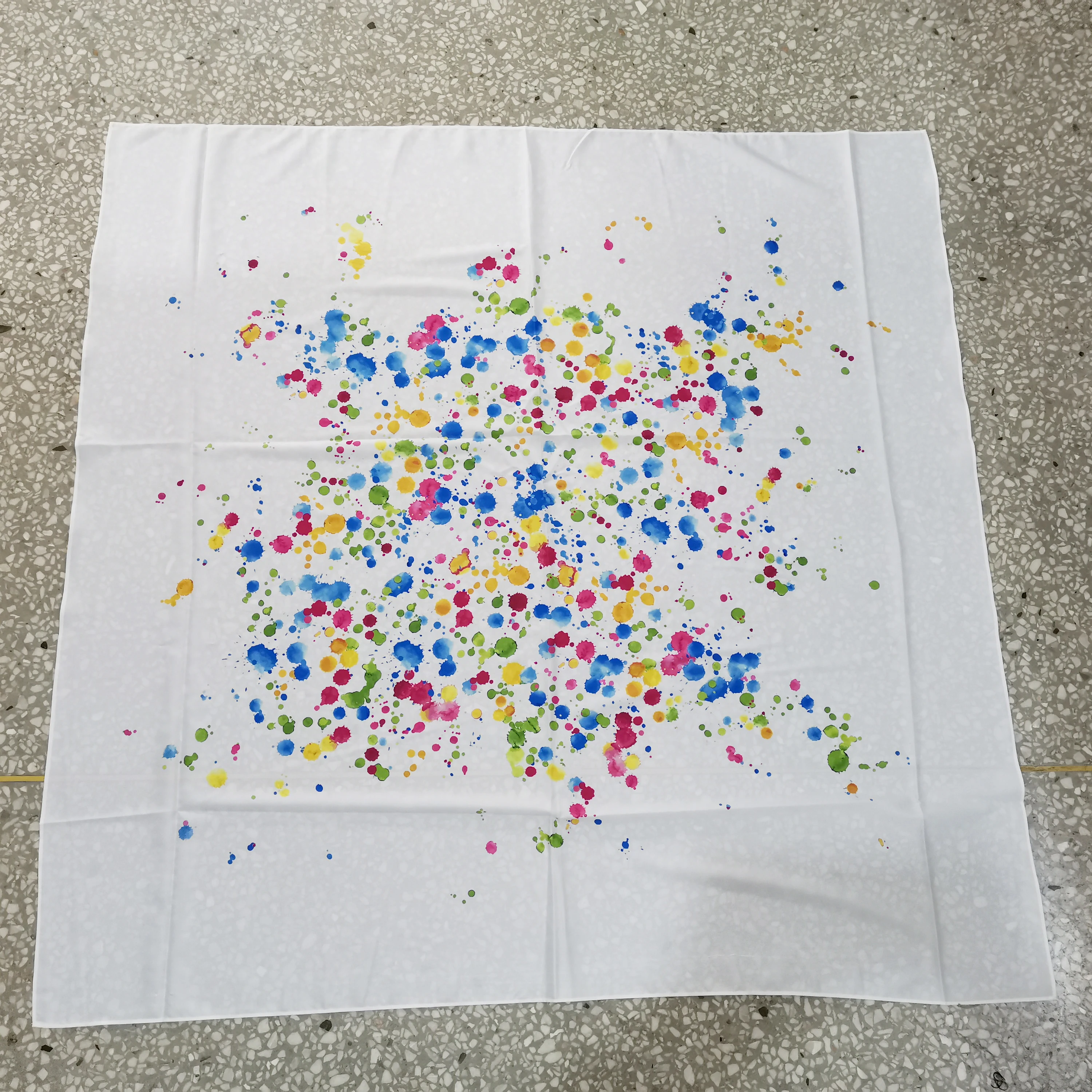 Элегантный белый Шелковый шарф 100 см Разноцветные квадратные шарфы с цифровой