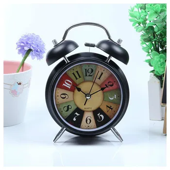 

Silent Battery Operated Wake Up Vintage Quartz Bedroom Nightlight Design Analog Non Ticking Alarm Clock Bedside Twin Bell ZM110