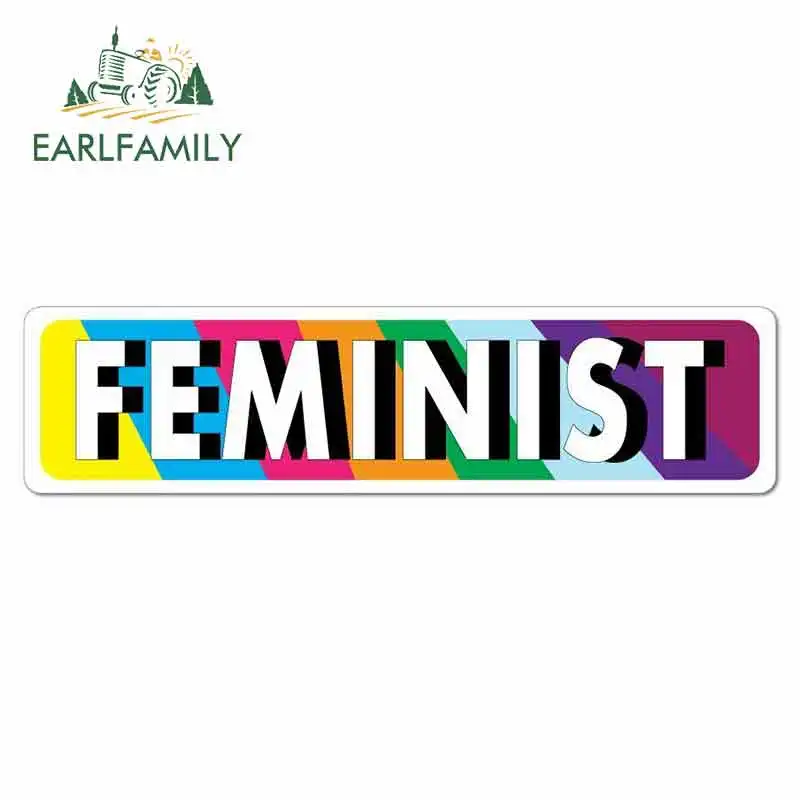 

EARLFAMILY 13cm x 3.2cm for Feminist Colourful Funny Car Stickers Bumper Trunk Truck Graphics Waterproof Anime DIY Fine Decal