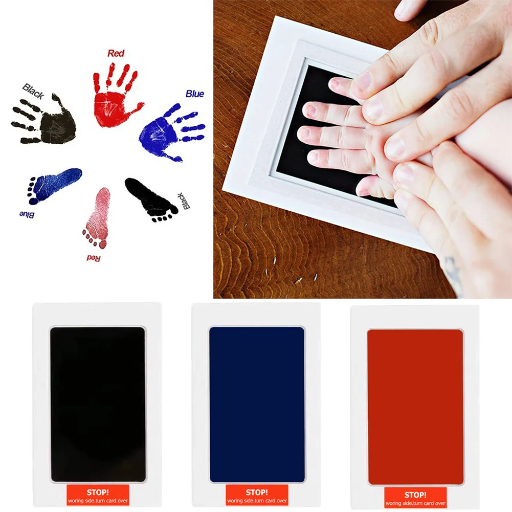 Caja de Seguridad No tóxico recién nacido huellas de bebé huella No tocar la piel sin tinta almohadillas de tinta Kits de mano huella de pie regalo bebé regalo Decoración