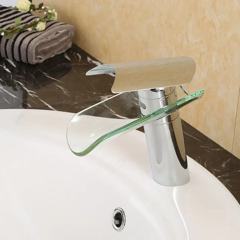 ROVOGO водопад смеситель хромированный, один ручной рычаг палубное крепление для ванной раковины холодный горячий смеситель кран для туалета кран