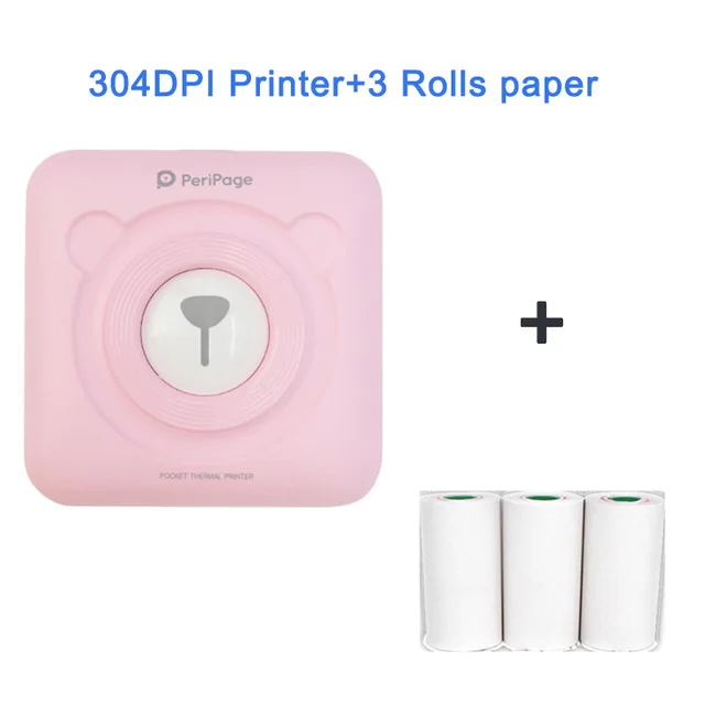 Peripage 304 точек/дюйм HD мини Карманный фотопринтер Bluetooth мобильный телефон беспроводной штрих-код POS принтер для Android iOS 58 мм термальный - Цвет: Pink 3 papers
