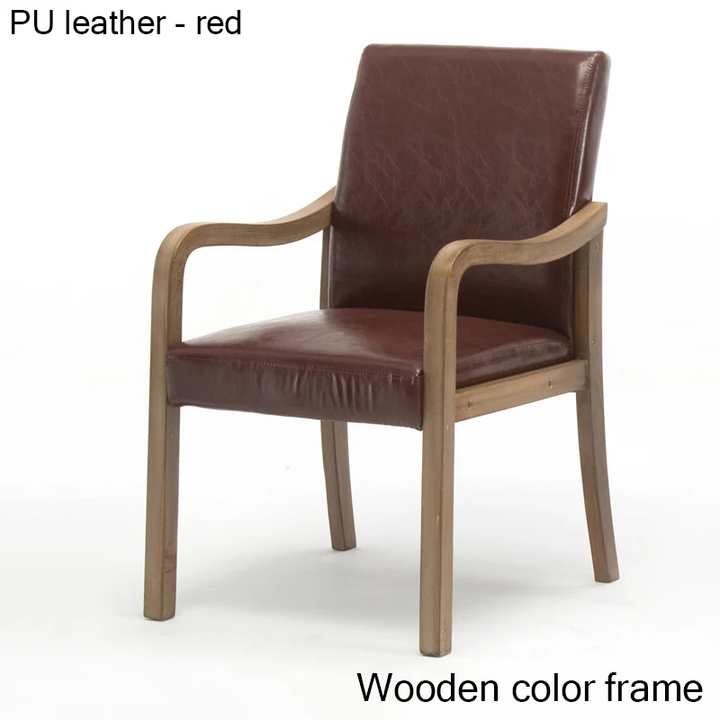 PU leather-red Современной плотной древесины столовая для обеденного стула ткань офисная Конференция ресторанное кресло с подлокотниками дома исследование гостиной стул из твердой древесины - Цвет: PU leather-red