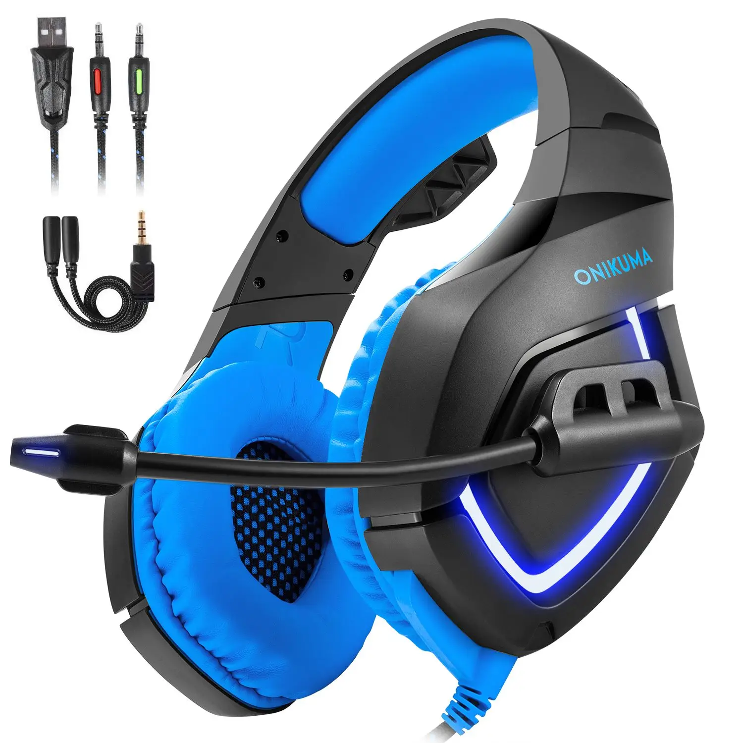 ПК игровая гарнитура для PS4 Xbox One USB 3,5 мм стерео бас светодиодный геймер наушники с шумоподавлением Микрофон всенаправленный