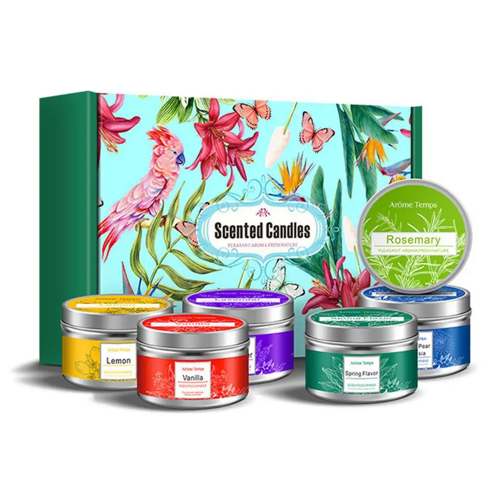 Vegetable Oil Candles Set Portable Travel Tin Gift For Women Stress Relief Aromatherapy Scented