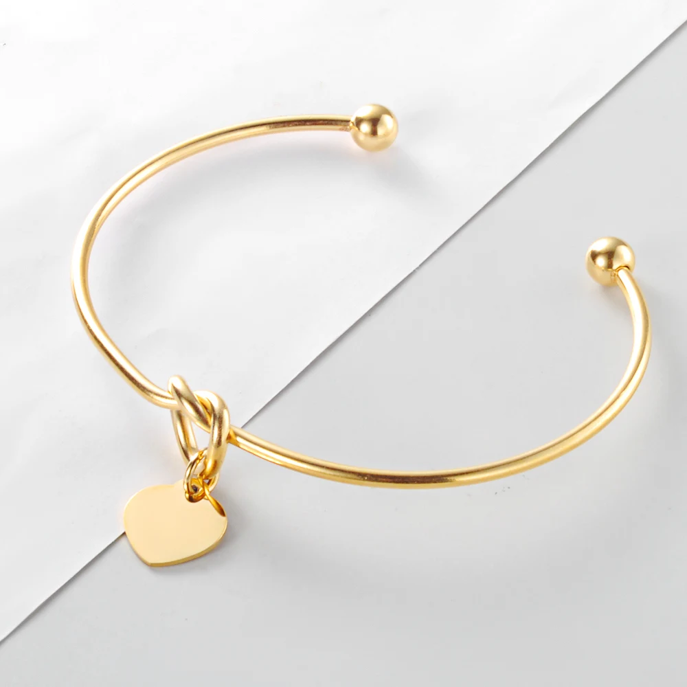 Heart Knot Stainless Steel Bangle for Women