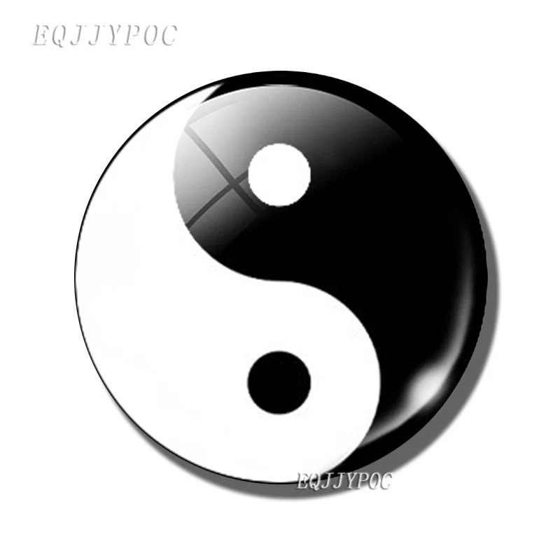 Магнит на холодильник Tai Chi черный и белый YinYang 30 мм стеклянный держатель для