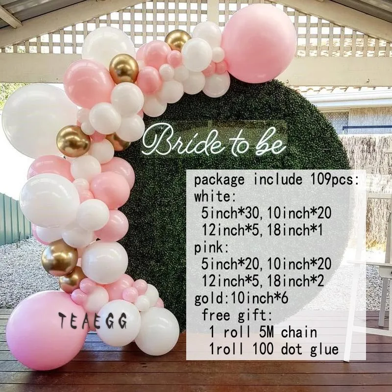 109 шт Пастельные Детские розовые белые шары в виде Макарон арки комплект гирлянды металлические золотые шары Свадебные украшения для дня рождения - Цвет: balloons set