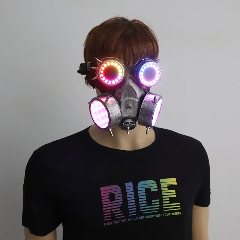 LAÉSSE glass skin Nightmask Pixel LED Glasses Mask Steam punk Goggles 366 Modes Tunnel