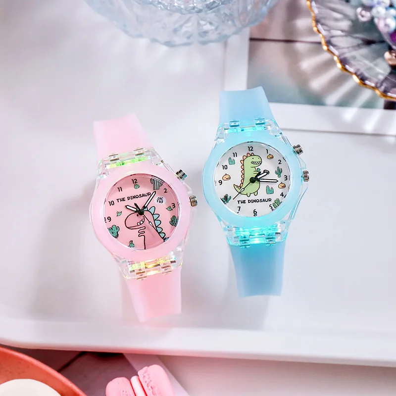 Cartoon Dinosaur Children Watches with Light Luminous Silicone Strap Girls Watch Boys Kids Student Gift Clock reloj infantil 2