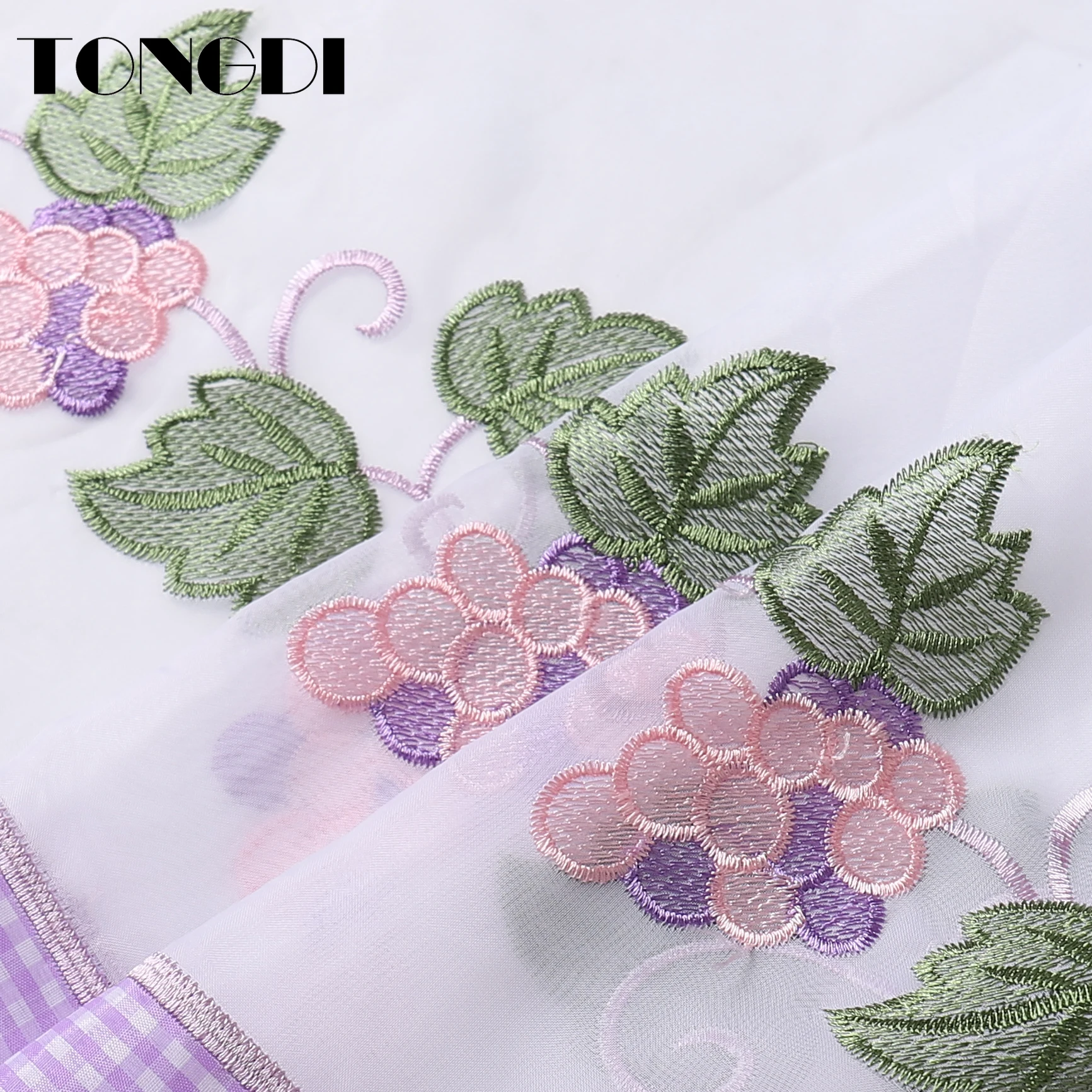 TONGDI занавески для кухни короткие ярусы фруктовый виноград вышивка Белый Тюль