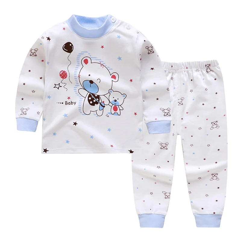 Пижамные комплекты для маленьких мальчиков и девочек с мультяшным принтом хлопковая одежда для сна для мальчиков осенне-весенне-зимние топы с длинными рукавами+ штаны, 2 предмета, 2-7 лет - Цвет: C26