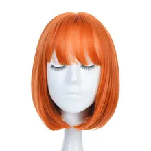 Женский оранжевый короткий парик с челкой синтетический парик косплей Термостойкое волокно