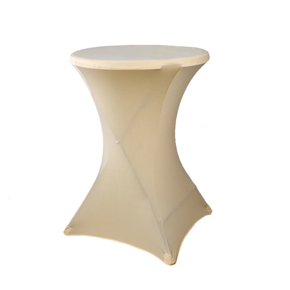E Anti-dirty Stretch Round Tablecloth Elastic Cocktail Table Cover Polyester Table Cloth Bar Hotel Wedding Party Table Cover Decor - Color: E