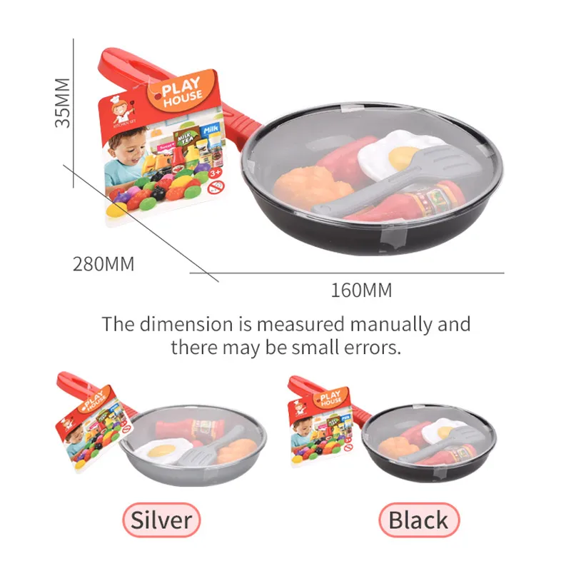 Children Kitchen Food Toys Simulation Frying Pan Vegetables Steak Bread Hot Dog Omelette Play Toy Set for Kids Girls Education - 5