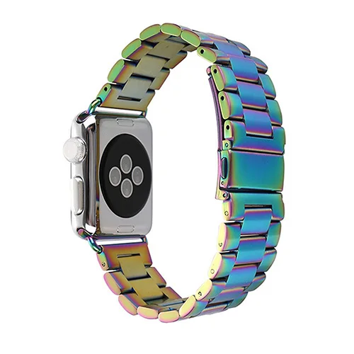 colorful Ремешок из нержавеющей стали для Apple Watch 5, 4, 40 мм, 44 мм, браслет с металлическими звеньями для iwatch 1, 2, 3, ремешок 42 мм, 38 мм, аксессуары для часов - Цвет ремешка: colorful
