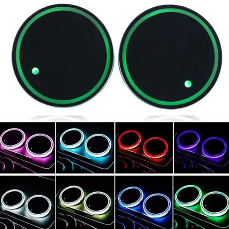 2pcs Universal Car Led Cup Holder Practical Anti Slip Cup Mat