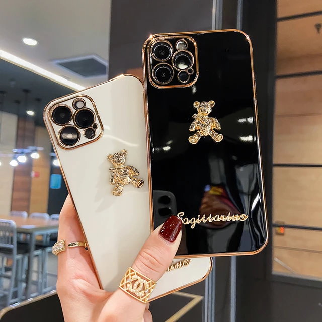 Luxury Bling 3D Bee Case For iPhone 15 PRO Max 11 12 PRO XS XR Love Heart  Square Phone Cover for iphone 13 PRO MAX 7 8 14 Plus