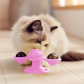

Cat Windmill Toy Set Interactive Turntable Light up Cat Groomer Cat Training Toy With Catnip Cat Play Ball