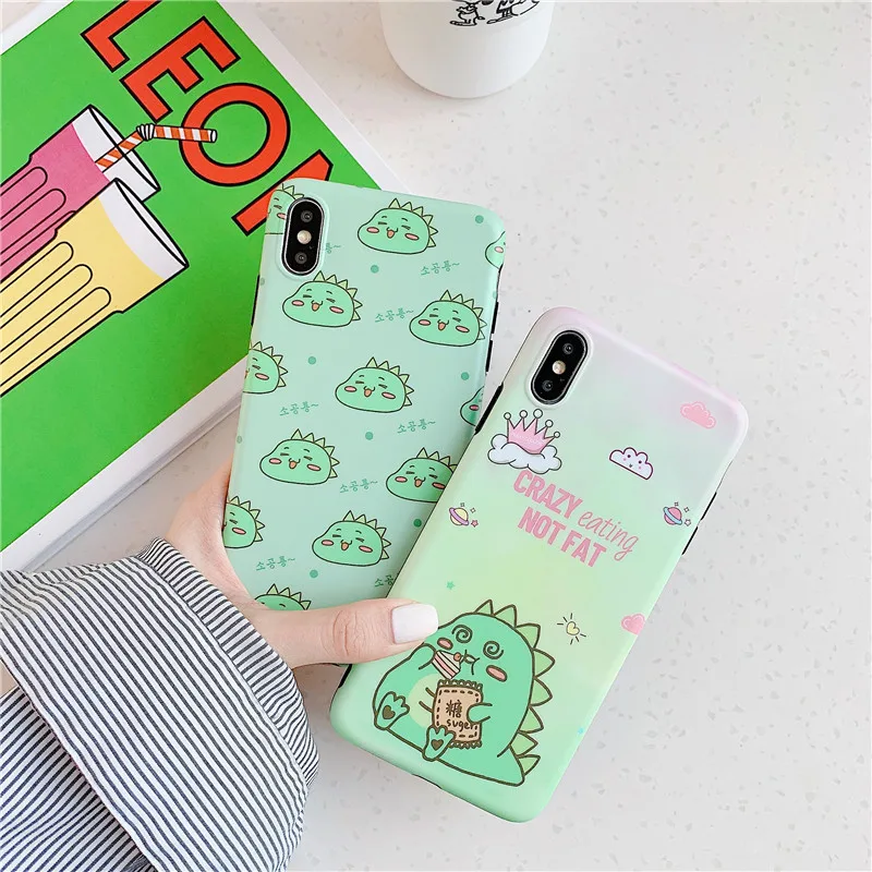 

Funny Eating Dinosaur Cases For iphone 11 Pro max XR X Phone Case For iphone XS Max 8 6S 6 7 plus Cute Cartoon Soft Back Cover