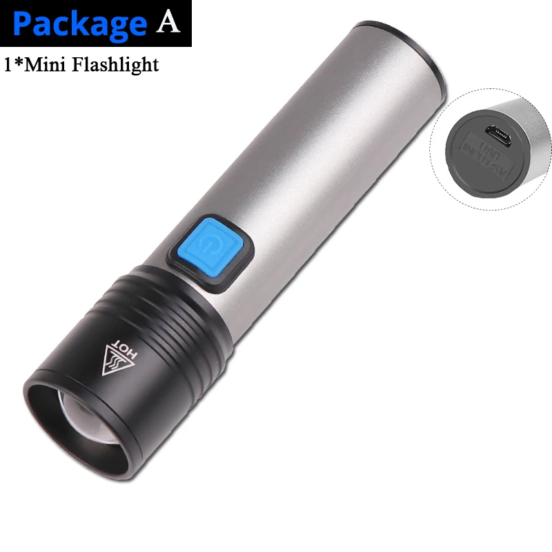 1200 мАч мини-фонарик Портативный светодиодный фонарик USB Перезаряжаемый домашний водонепроницаемый фонарик 4 режима встроенный аккумулятор для сна - Испускаемый цвет: Package A