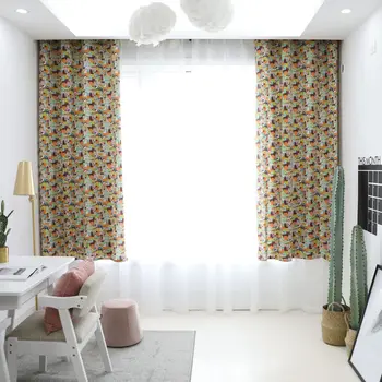 

Yaapeet 1pc Cartoon Blackout Curtains Modern Cat Printed Window Decoration Pretty Animal Pattern Window Curtains for Bedroom