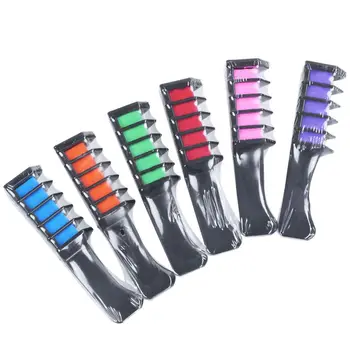 

6 Colors Temporary Hair Chalk Comb Disposable Instant Hair Color Cream Salon DIY