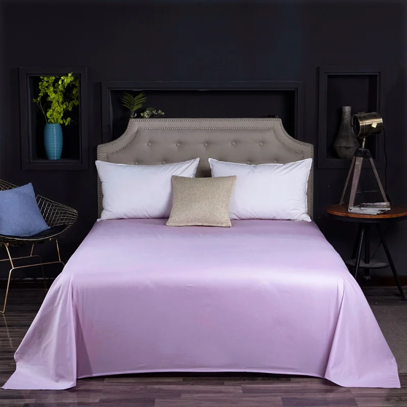 20 Solid Colors Egyptian Cotton Bed Sheet Satin Bedspread Long Staple Cotton Mattress Cover White Purple Yellow Bedlinen - Color: Color 03