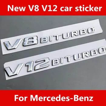 

1PCS high-quality electroplated ABS material V8 V12 BITURBO fender side Car sticker for Door & waistline for Mercedes Benz