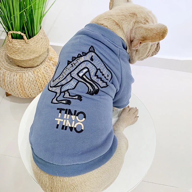 Мягкая теплая для собак Толстовка с капюшоном Домашние животные Одежда для собак пальто куртка зимняя одежда для собак Мопс французский Bullodg одежда для костюм для собаки Ropa Perro - Цвет: Blue-Pet Clothes